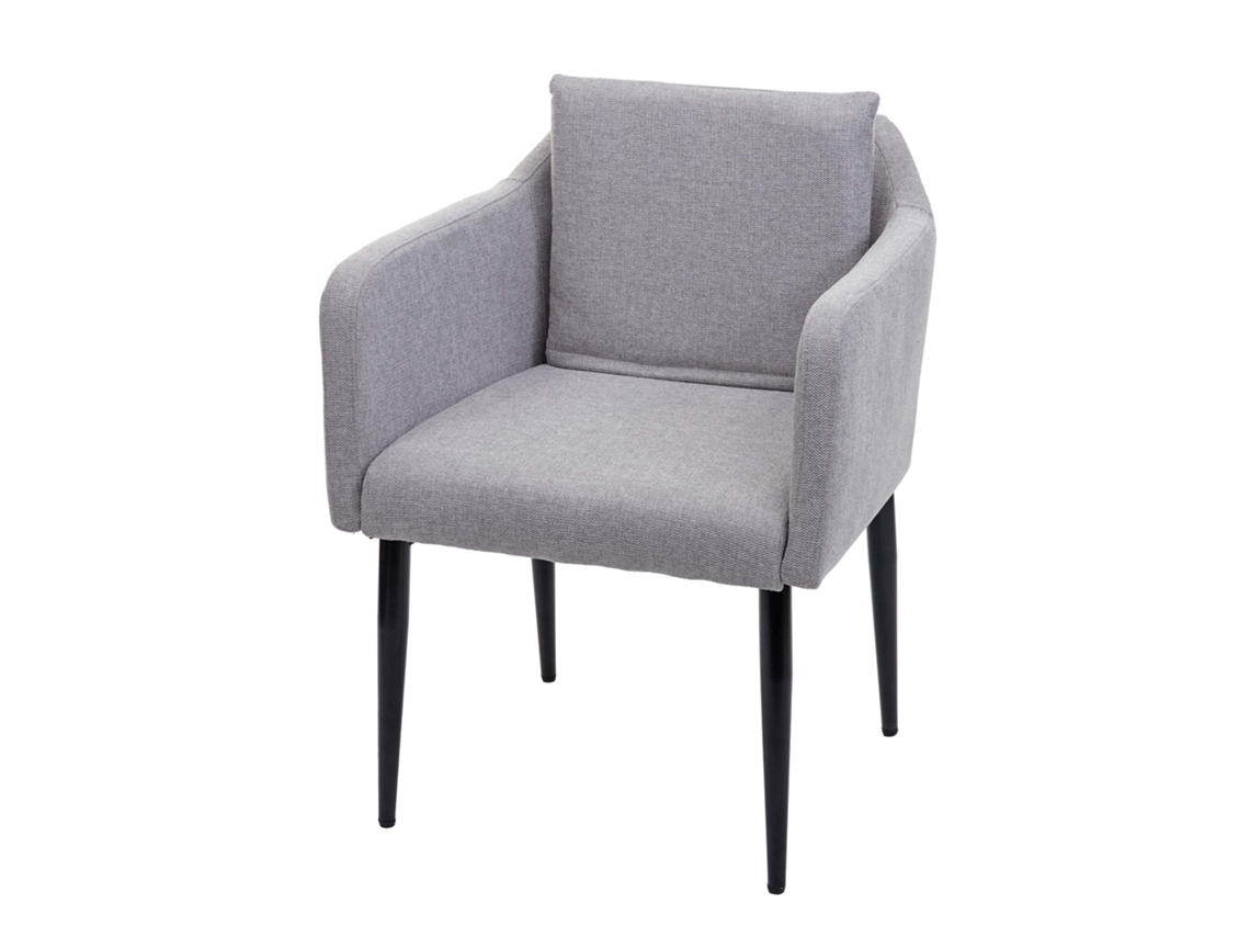 Sillón de salón/comedor/oficina/visitas en piel sintética gris con patas de metal negro 04_0002289