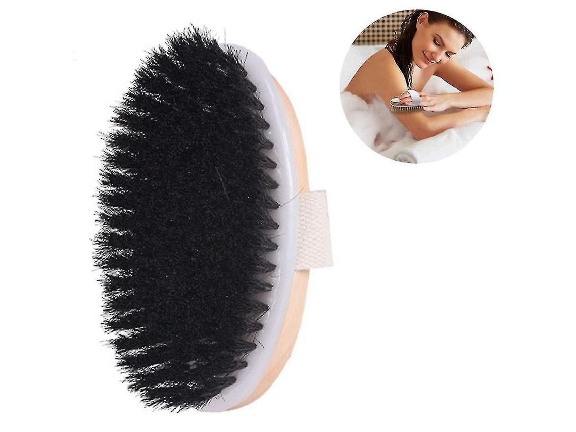 Cepillo Para Piel Seca, Cepillo De Cerdas Naturales Para Exfoliar La Piel Seca, Negro.