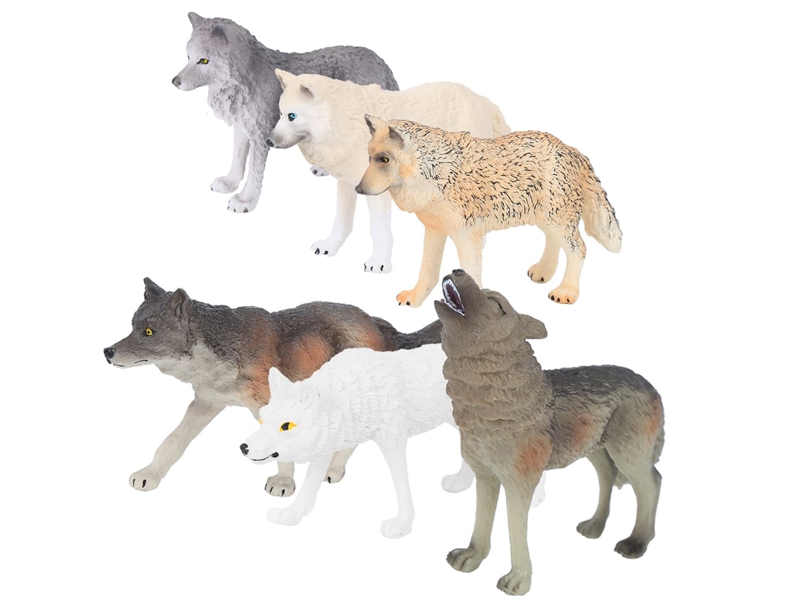 Ats-modelo De Lobo Salvaje Simulado 6 Piezas Decoración De Escritorio Juguete Infantil