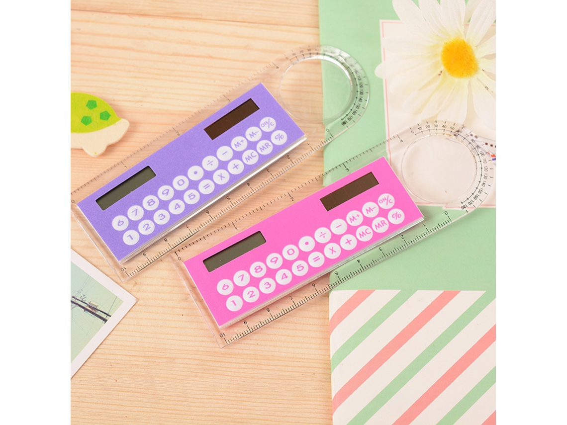 Calculadora Mini Ultra Delgada Solar 10cm Regla Multifunción Para Niños Escolar