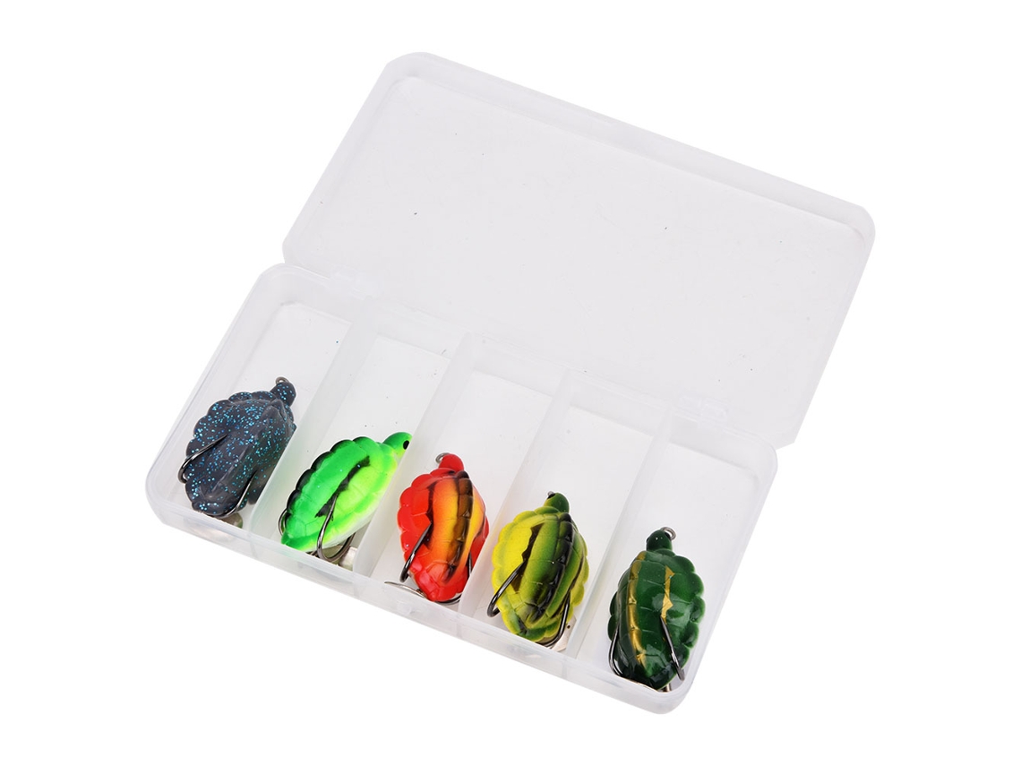 Señuelos De Pesca 5 Piezas 55mm/13g Forma De Tortuga Cebo Artificial Flotante De Pvc Con Anzuelo