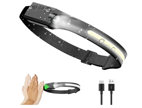 BISBISOUS Lx200 Linterna Frontal Led Recargable con Barra de Luz Impermeable 230 Iluminación 350 Lúmenes Uso Negro VIGA EUROPE