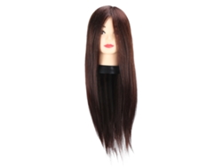 Cabeza De Muñeca De Peluquera Con Cabello Castaño Oscuro Para Practicar Peinados.