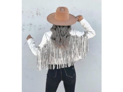 Nuevo Abrigo De Manga Larga Ajustado Para Mujer Con Estampado Y Flecos Para Primavera/otoño/invierno.