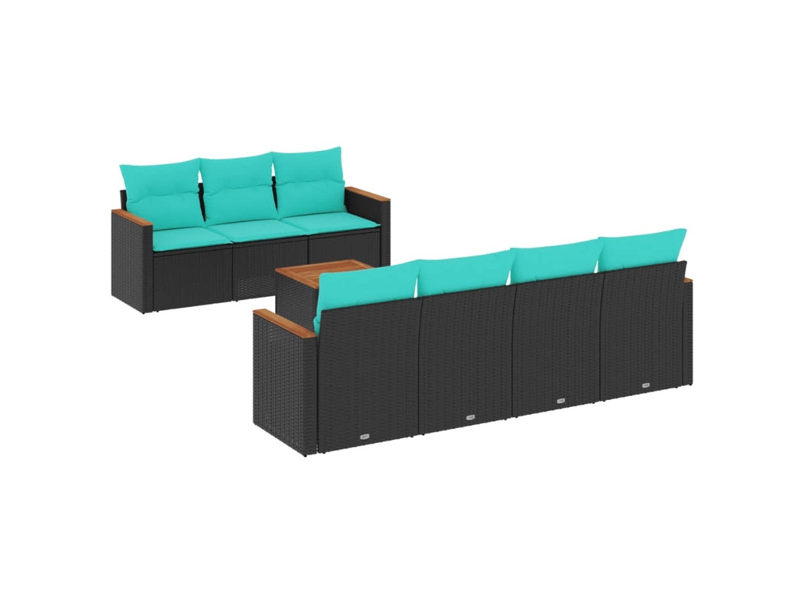 Maison Exclusive - Conjunto De Sofá De Jardín De 8 Piezas Con Cojines, De Poliratán Negro