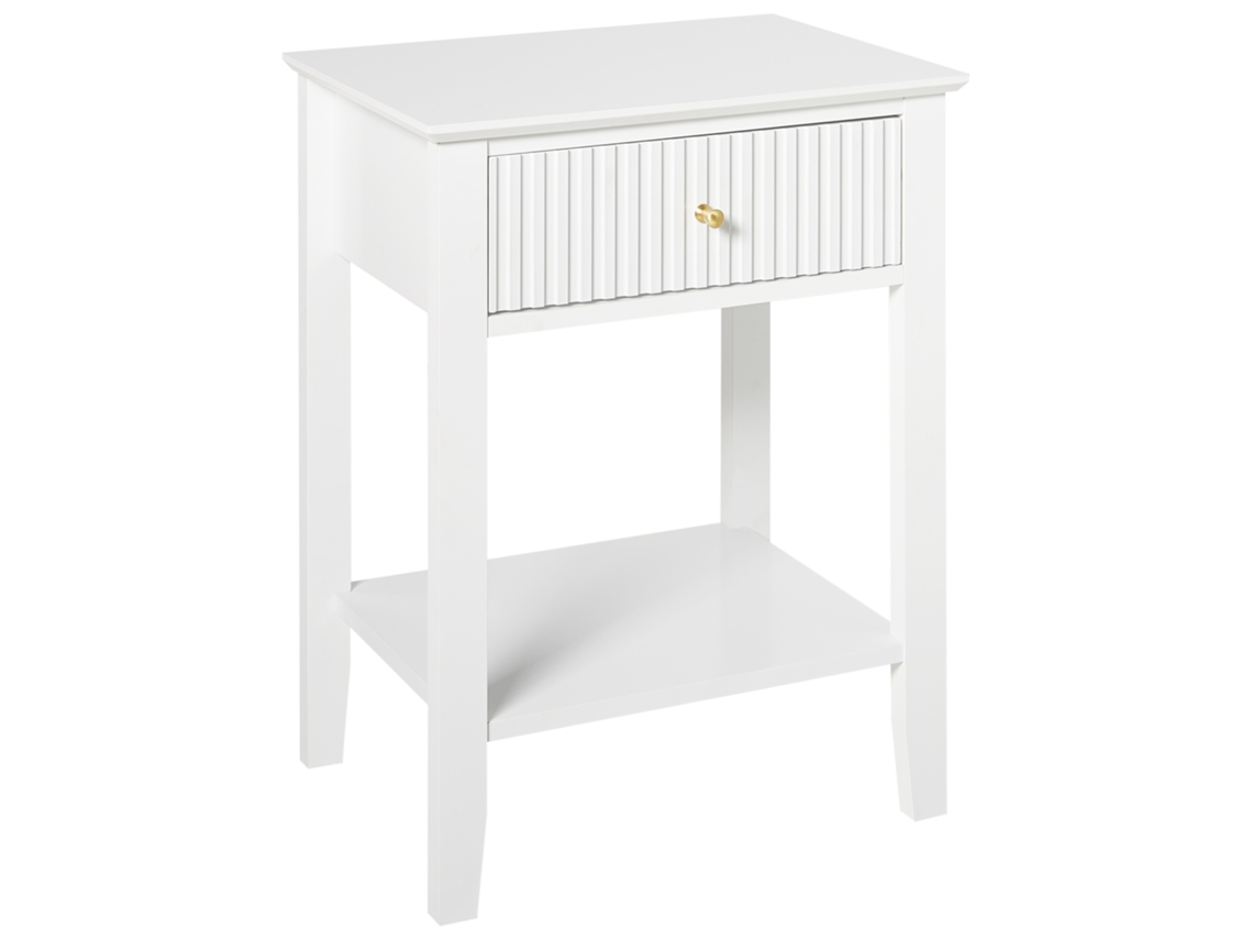 BELIANI Mesita de Noche Assisi con Cajón en Mdf Blanco 48X35X62