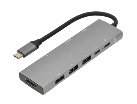 USB C Hub 9 en 1 USB3.1 Tipo C Estación de acoplamiento Adaptador de carga rápida para computadora portátil (gris) BISBISOUS