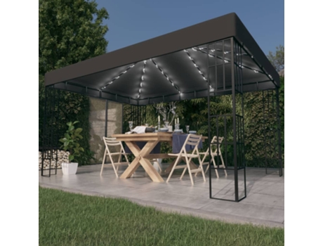 MAISON EXCLUSIVE Cenador con tira de luces LED gris antracita 3x4 m