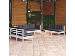 Conjunto de salón de jardín de 7 piezas con cojines de pino macizo DKD Home Decor