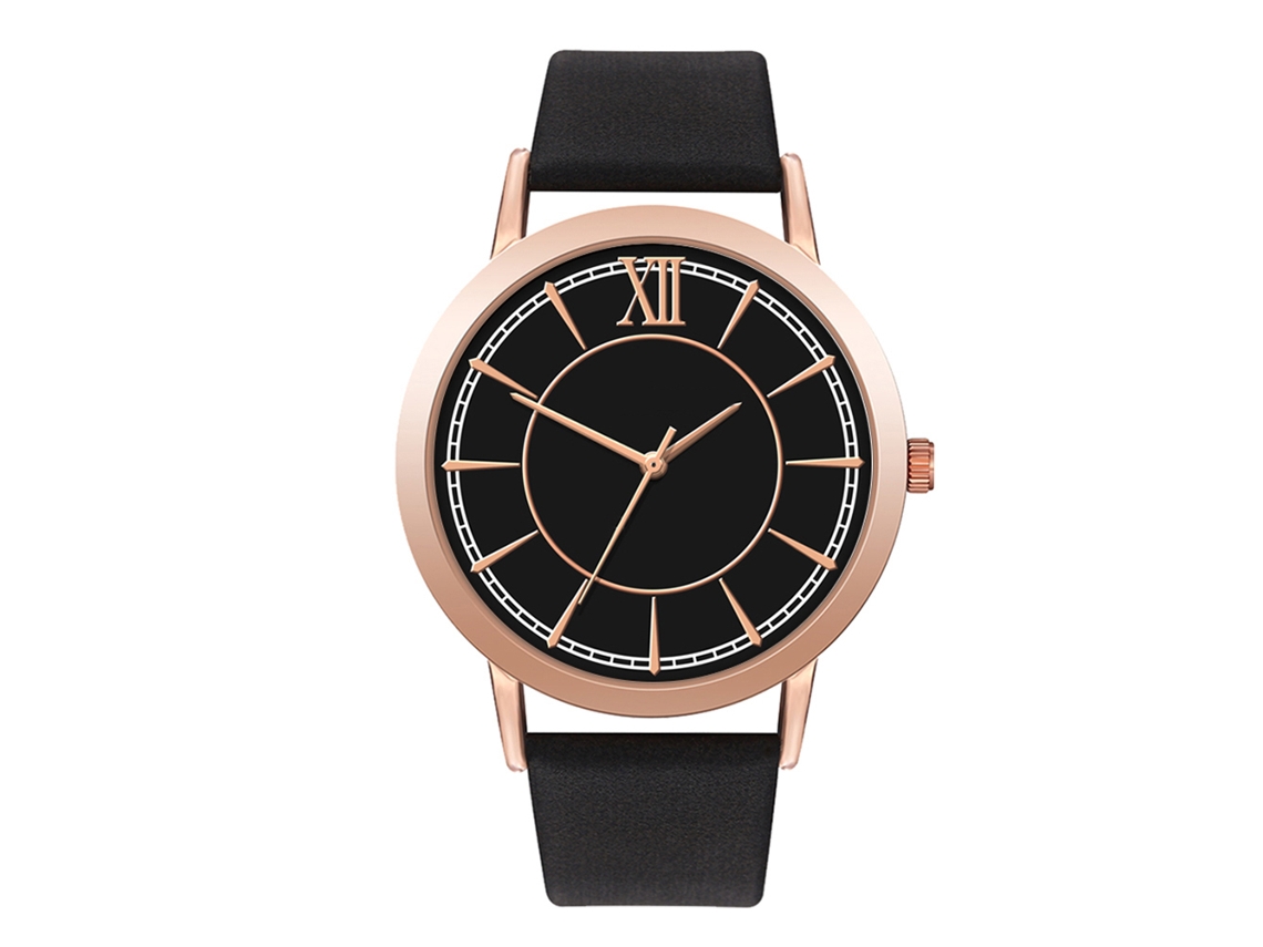 Reloj De Cuarzo Para Hombre Y Mujer Con Sencilla Correa De Piel Sintética Negra.