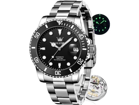 VEANXIN Reloj mecánico para Hombre Reloj Hueco Impermeable para Hombre(negro plata)