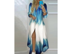 Elegante vestido de verano para mujer, estampado único, estilo camisero, cruzado, largo.