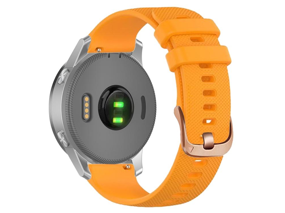Bracelete Para Garmin (20mm) - Silicone - Fivela De Aço Rosé Laranja