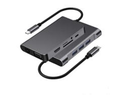 Estación de acoplamiento multipuerto USB C, adaptador HDMI, concentrador USB C 10 en 1 con Gigabit Ethernet, VGA, HDMI 3 USB Gusshious
