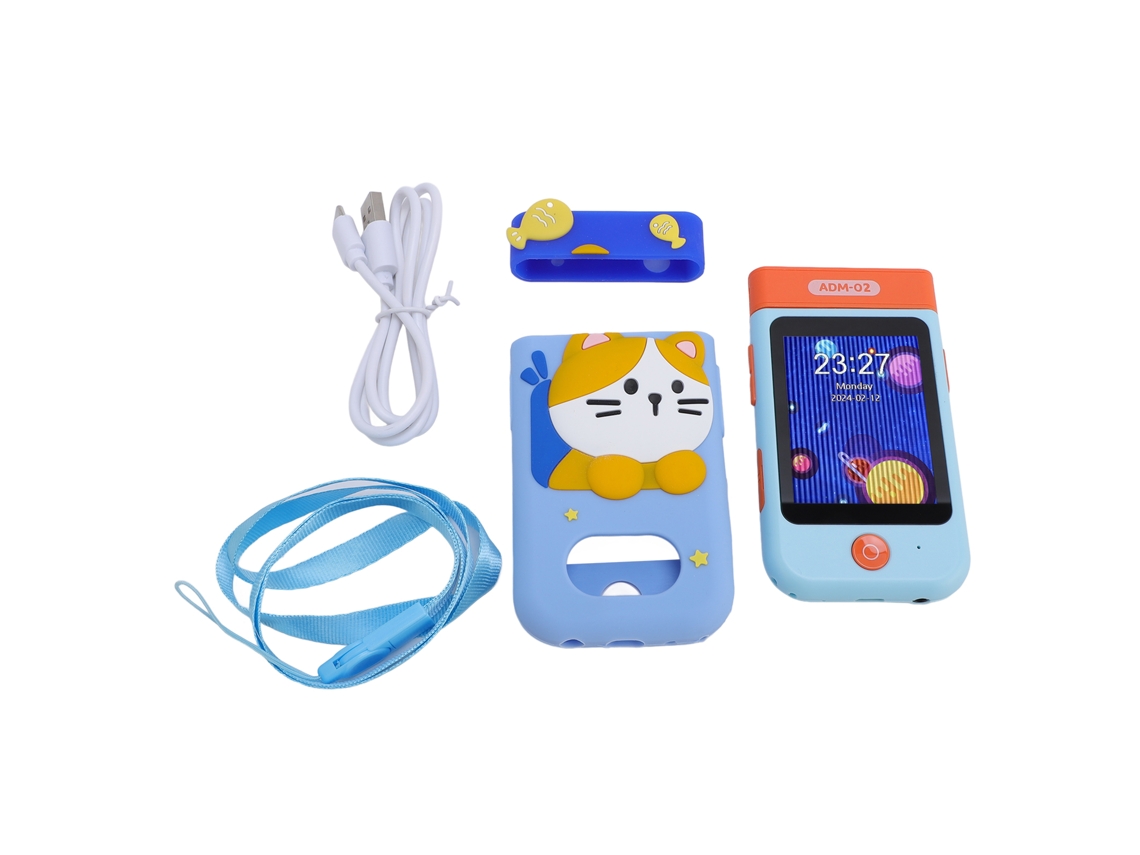 Brinquedo Telefone Inteligente Para Crianças 2.8 Polegadas Câmera Flip 180° 1080p Azul Gato
