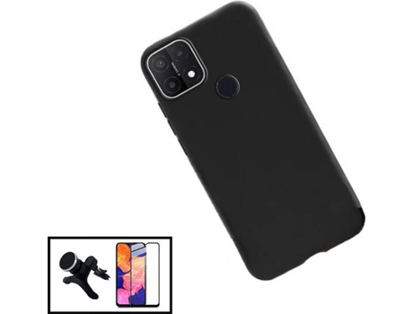 Carcasa + Protector + Soporte Realme C21 PHONECARE Silicona Líquida Negro 74875