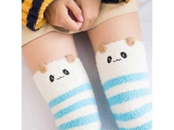 Calcetines suaves de lana coral hasta la rodilla, ideales para el invierno, para niñas y mujeres. Calcetines de rayas con estampados de animales, pelusas y dibujos animados.