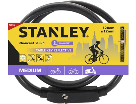 STANLEY 751741161 Candado Bicicletas Reflectante Ø12X1200Mm