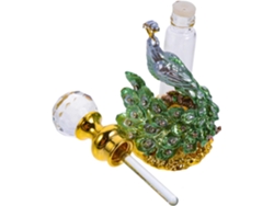 Frasco De Perfume Vintage Vacío De 10 Ml En Vidrio Esmaltado Verde Pavo Real, Frasco Recargable Para Aceites.
