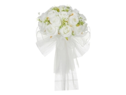 Ramo de novia, ramo de rosas artificiales blancas, slowmoose