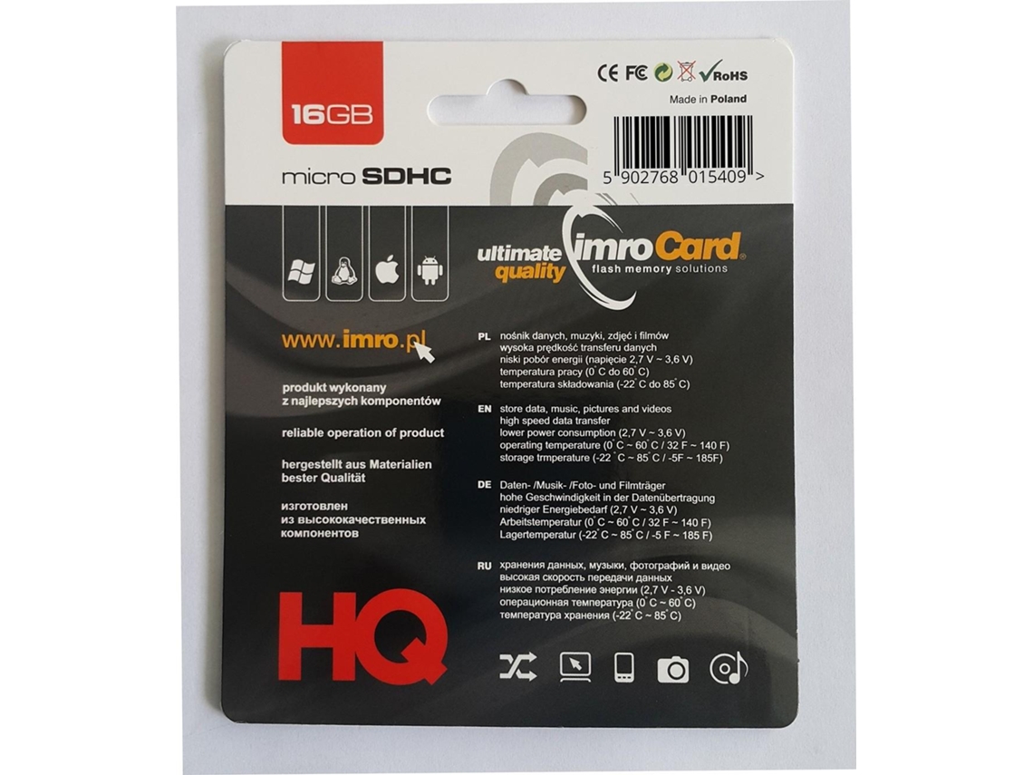 Tarjeta de memoria Imro 4/16Gb Microsdhc Clase 4