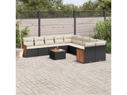 Conjunto de sofás de jardín de 11 piezas DKD Home Decor con cojines de mimbre negros
