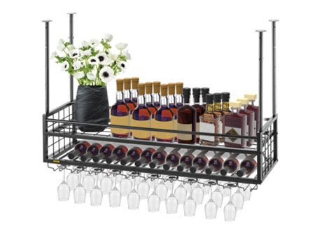 VEVOR Estante para vinos montado en el techo Estante para colgar copas de vino