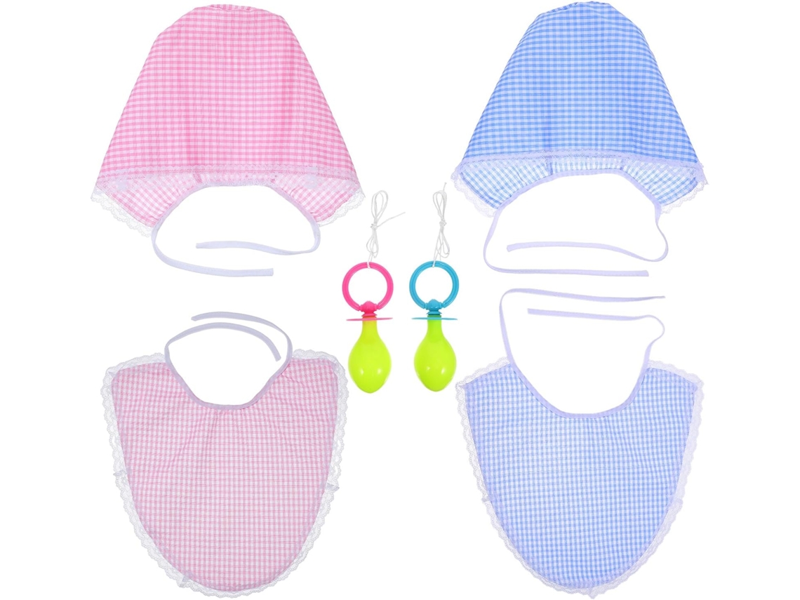 Conjunto De Cosplay De 2 Piezas Para Adulto, Azul Y Rojo, Babero Y Chupete, Disfraz De Bebé