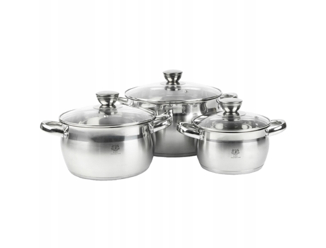 Conjunto de 3 ollas cacerola LIMFA-2 acero inoxidable plata KARL HAUSMANN
