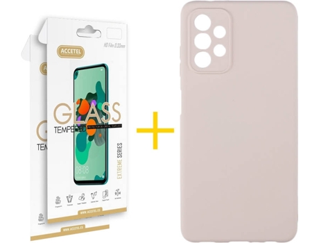 Kit Funda + Protector de Pantalla Samsung A32 5G ACCETEL Cristal Templado 4805 Rosa