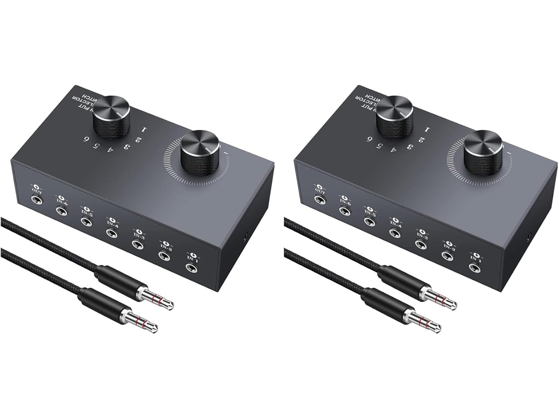 2 Conmutadores De Audio Bidireccionales De 6 Puertos Y 3,5 Mm, Compatibles Con 1 Entrada/salida O 1 Entrada