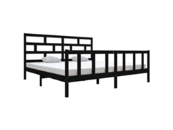 Maison Exclusive - Estructura De Cama De Madera Maciza De Pino Negro 200x200 Cm
