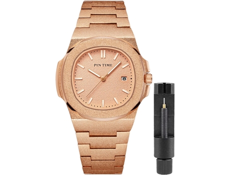 VEANXIN Relojes con caja esmerilada Relojes de pulsera impermeables de acero inoxidable-oro rosa