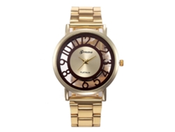 Reloj De Pulsera Casual Con Correa De Acero Y Números Transparentes (marrón)