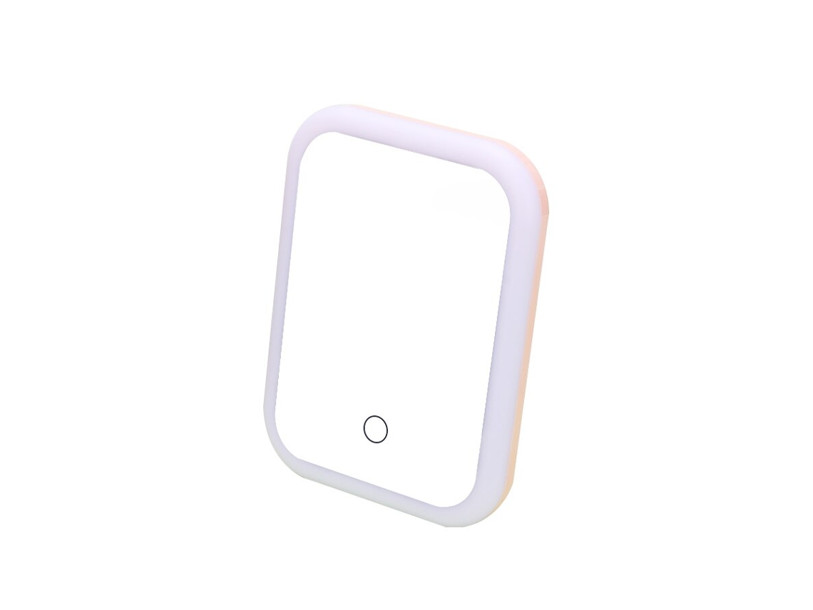 Espejo de maquillaje LED con pantalla táctil, portátil, plegable y con luz regulable. MDUG (rosa)
