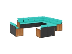 Maison Exclusive - Conjunto De Sofá De Jardín De 13 Piezas Con Cojines, De Poliratán Negro