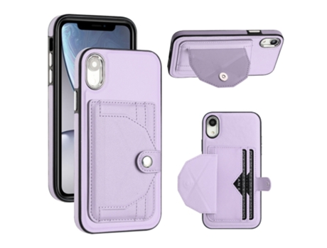 Funda Mobile Phone Cases Shockproof With Card para iPhone XR Piel Marrón