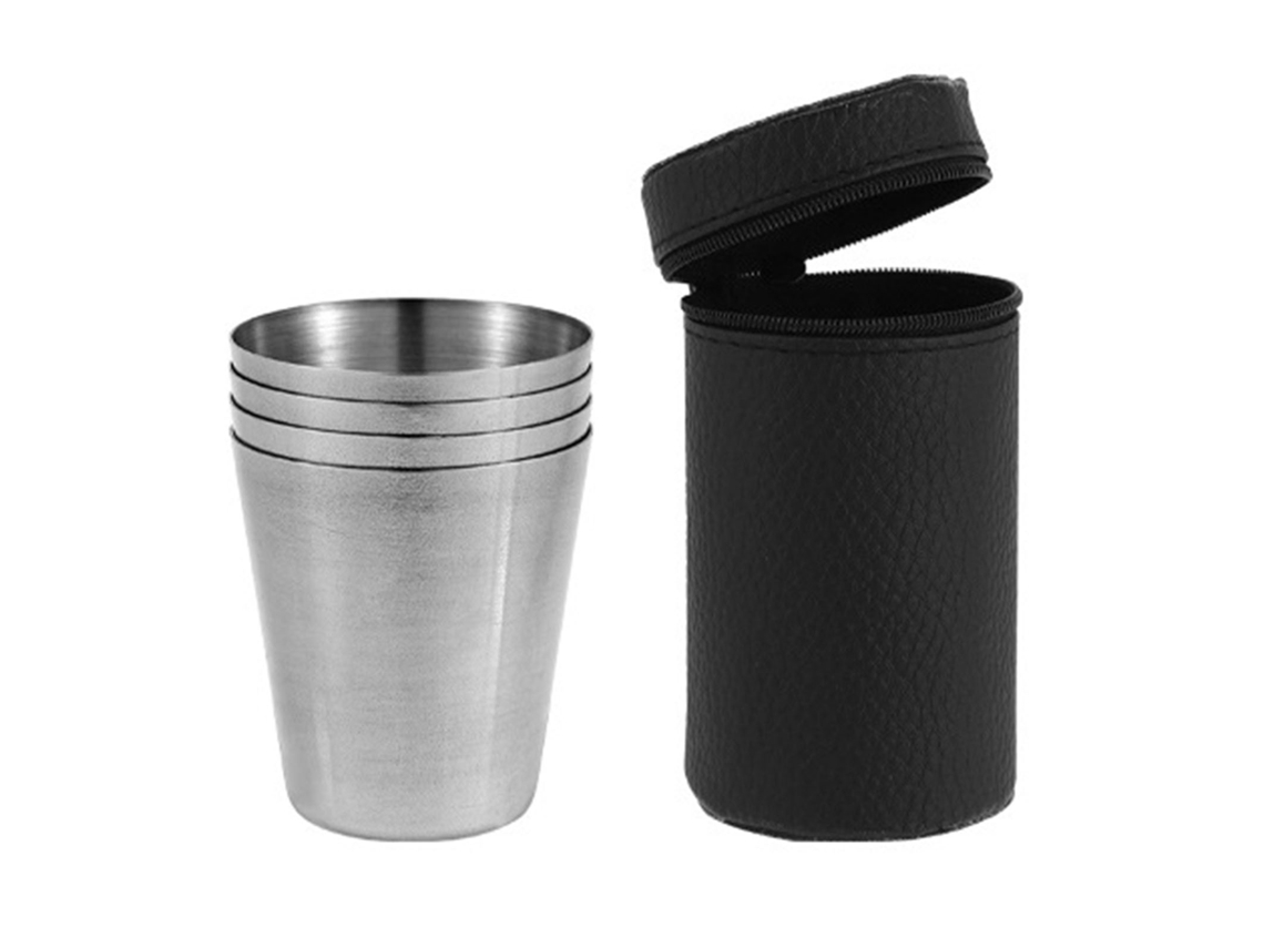 Vaso Metálico Portátil Apilable De Acero Inoxidable Para Exteriores Con Estuche De Transporte Para Acampar Y Hacer Senderismo.