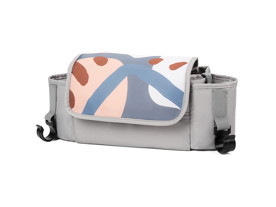 Bolsa Organizadora Multifuncional Para Cochecito Con Compartimentos Y Portavasos - Gris