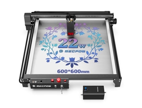 Máquina de grabado láser MECPOW X5 22W 600x600mm Área de grabado 0.08x0.1mm Punto láser con asistencia de aire automática
