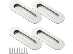 4 Manillas De Puerta Deslizante Ovaladas De Acero Inoxidable 304 Con Tornillos Para Armarios Y Muebles Plata