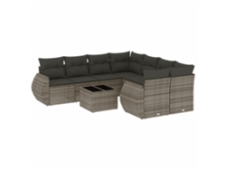 Maison Exclusive - Conjunto De Sofá De Jardín De 9 Piezas Con Cojines, Poliratán Gris