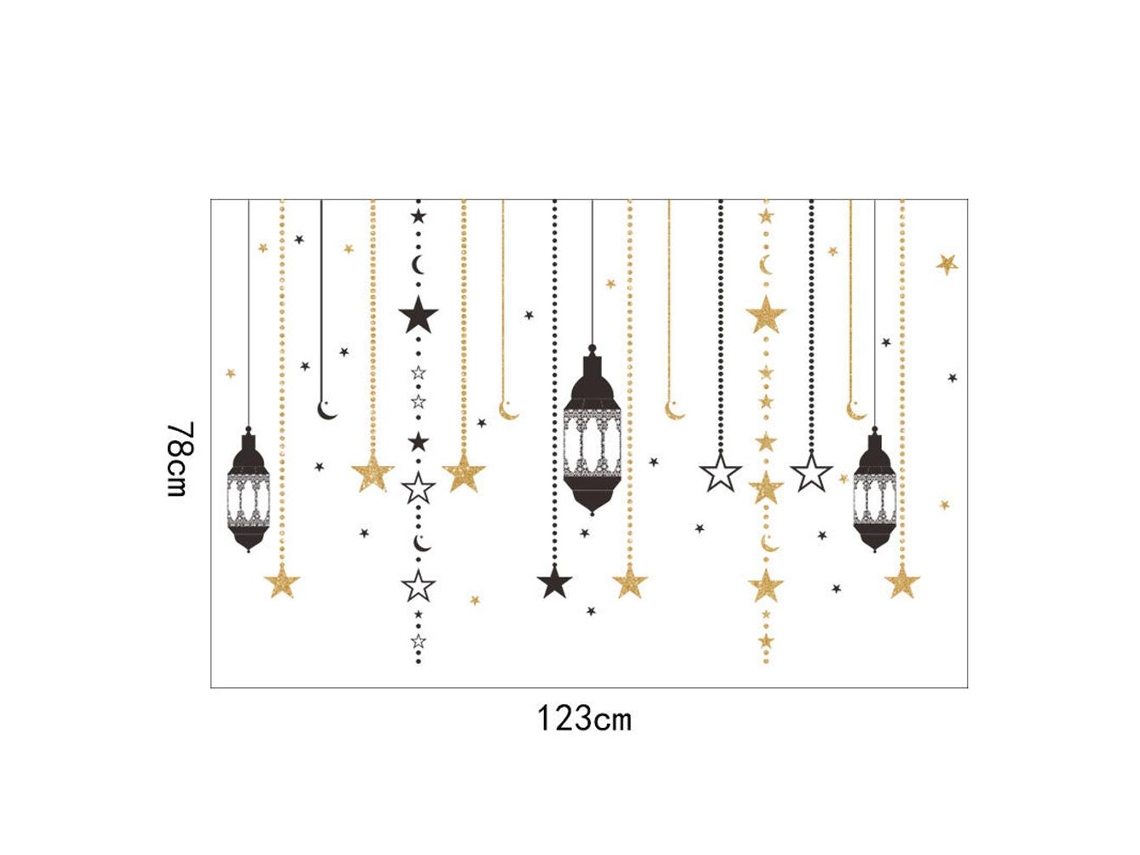 Pegatinas de pared festivas de Ramadán con farolillos