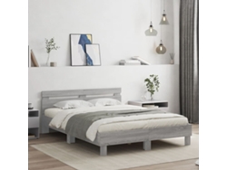 Cama Con Cabecero Madera De Ingeniería Gris Sonoma 140x200 Cm