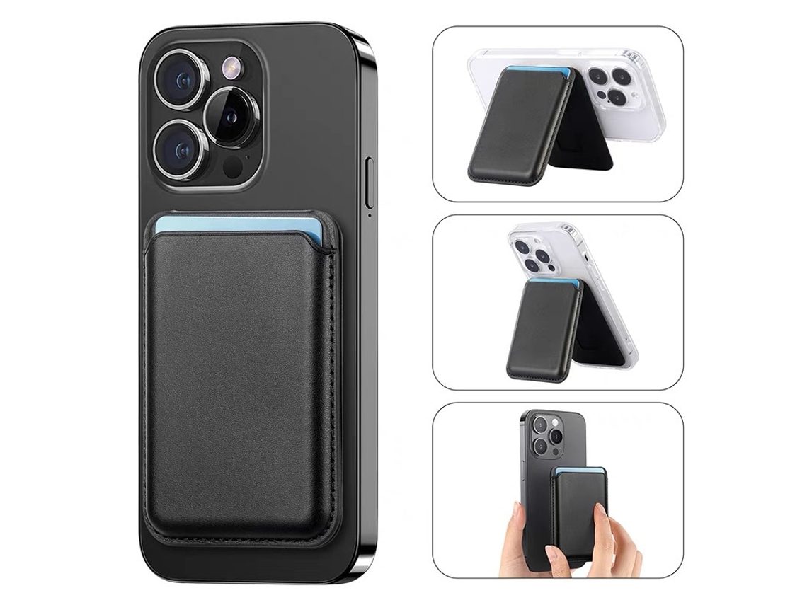 Cartera magnética para iPhone 13/14/15/16/17 Pro/Pro Max negra Hexinyigjly