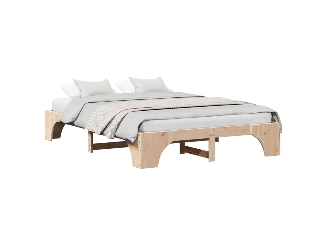Maison Exclusive - Estructura De Cama Natural 150 X 200 Cm Madera De Pino Macizo