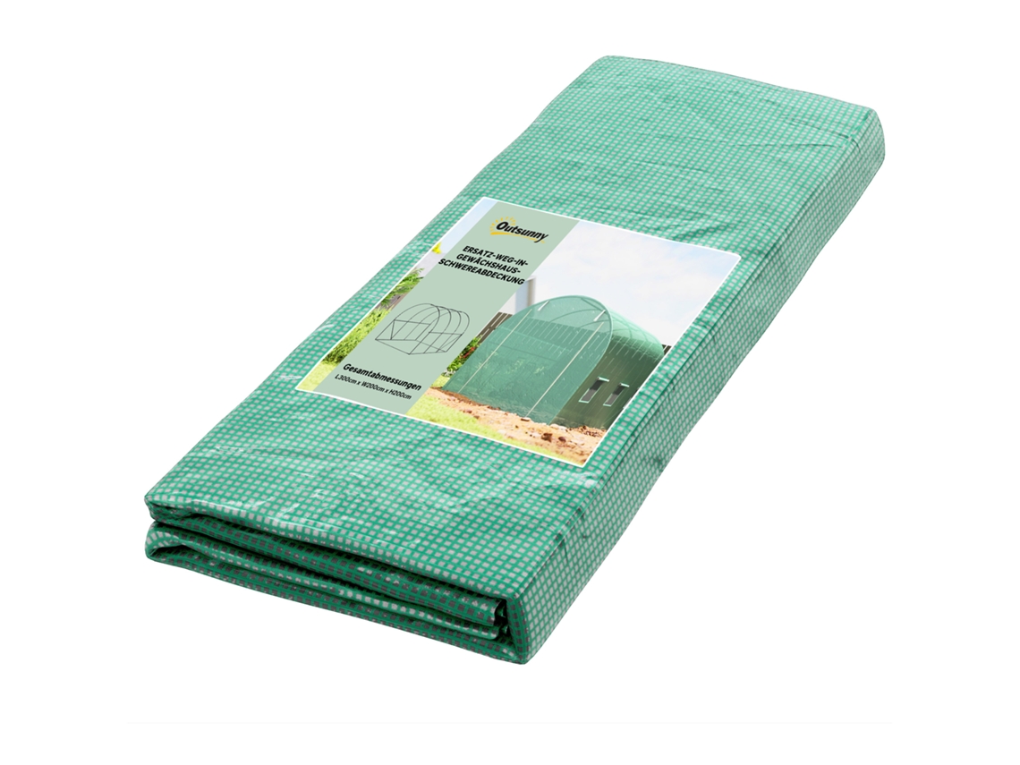 Lona Invernadero 3x2x2m Impermeable Jardín Uv Sin Marco Cubierta Verde