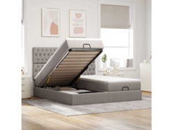 Syfax™ Estructura De Cama Otomana Colchones Tela Gris Pardo 160x200cm