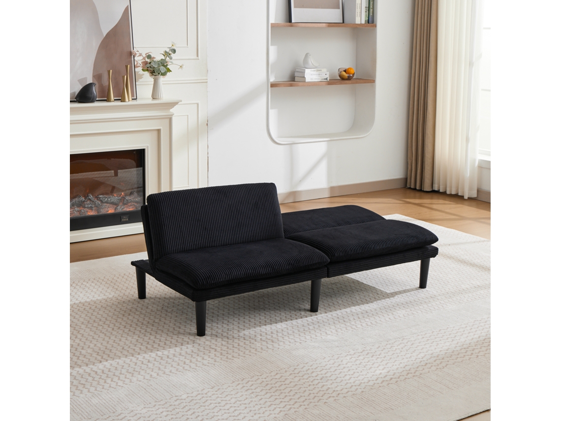 Sofá De 2 Plazas Ajustable 106-140-180° Terciopelo Negro