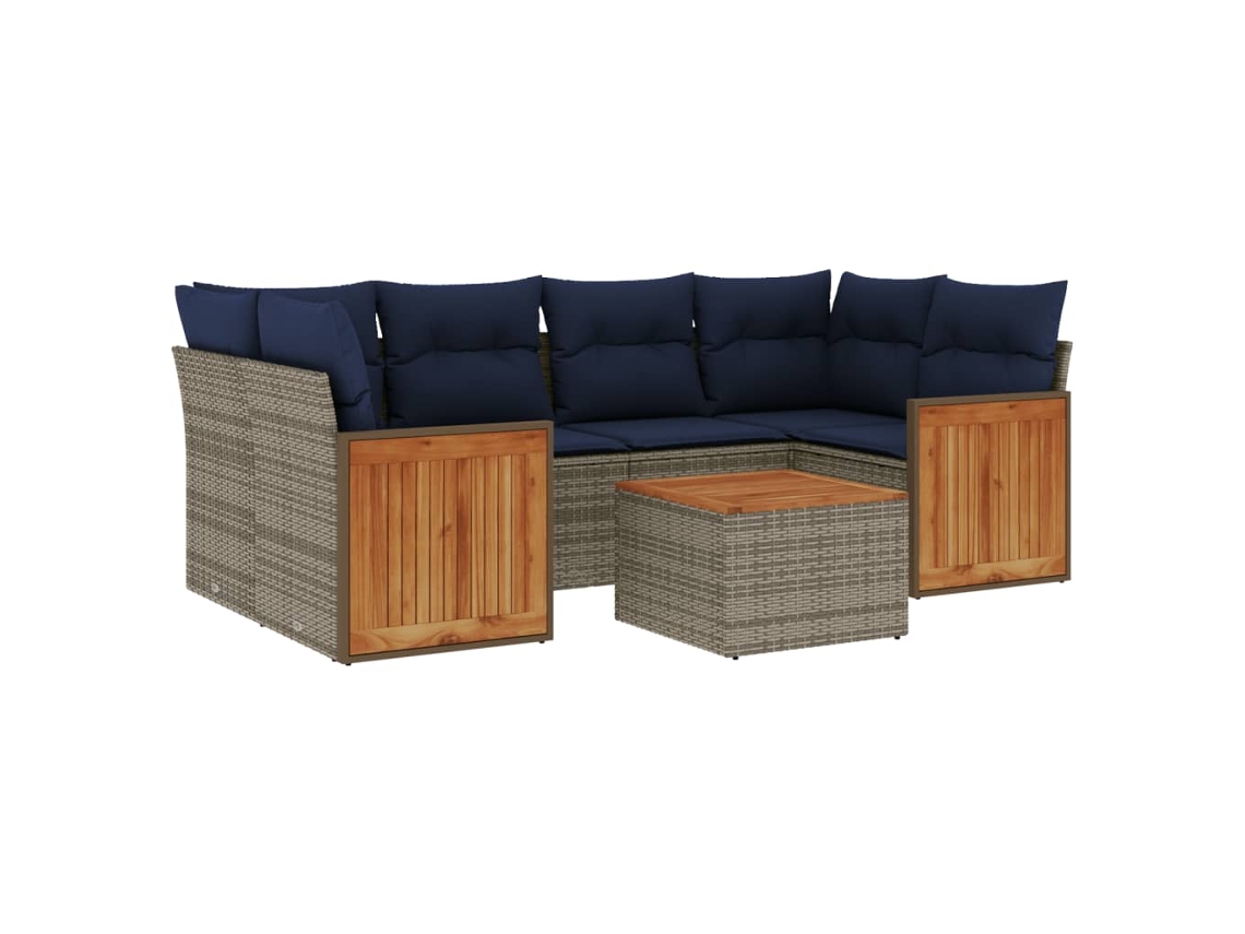 Maison Exclusive - Conjunto De Sofá De Jardín De 7 Piezas Con Cojines, Poliratán Gris